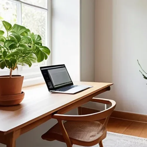 글쓰기 시간 관리 기술 - **A Serene and Productive Writing Sanctuary:**
    A minimalist home office bathed in soft, diffused...
