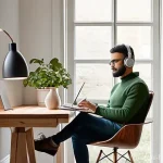 글쓰기 세션을 위한 시간 배정하기 - The Serene Writing Sanctuary**
A cozy and inspiring home office nook, bathed in soft, natural daylig...