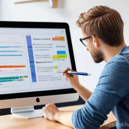 글쓰기 컨텐츠 플래닝 및 실행 전략 - **Prompt:** A 20-something content creator, of neutral gender, with short, neat hair, wearing a styl...